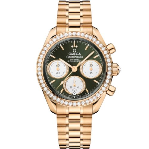 Omega Speedmaster Date 38 Moonshine Gold - Diamond / Green / Bracelet